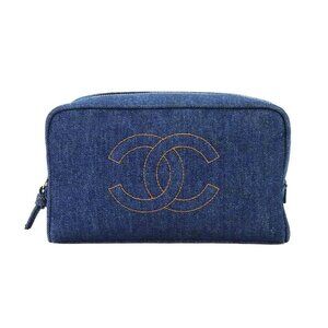 CHANEL Coco Mark Pouch Denim Blue Vintage Purse 90281989